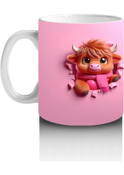 Tatlı Gülümsemeli Kalpli Figür Tutan Sevimli Ayıcık (Çift Açı) - Baskılı Kahve Kupası fiyatları