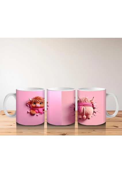 Tatlı Gülümsemeli Kalpli Figür Tutan Sevimli Ayıcık (Çift Açı) - Baskılı Kahve Kupası indirimleri