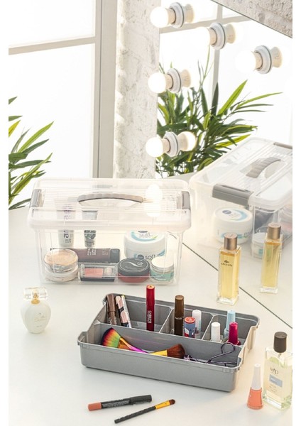 Çok Amaçlı Takı ve Makyaj Organizeri, Gri, Saklama Kutusu