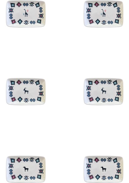 Porselen Hitit Dikdörtgen Kayık Tabak Takımı 21X13CM 6 Parça PAZ6DKYPRS1226
