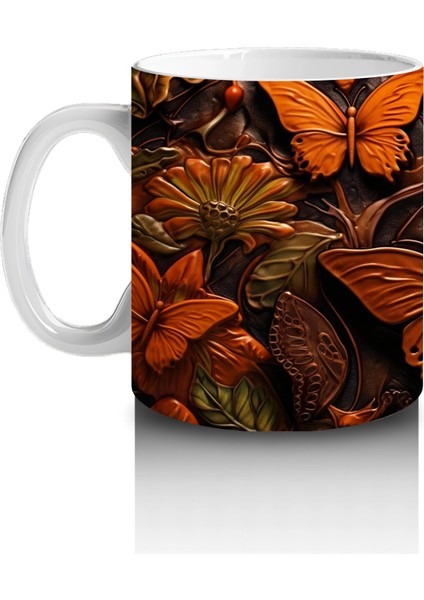 Turuncu Kelebekler Kolaj Deseni – Baskılı Kupa fiyatları