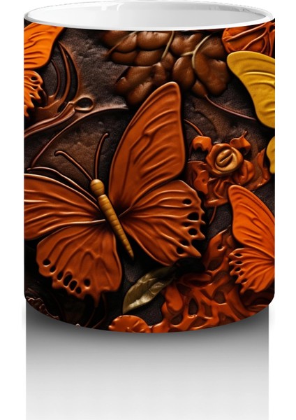 Turuncu Kelebekler Kolaj Deseni – Baskılı Kupa modelleri