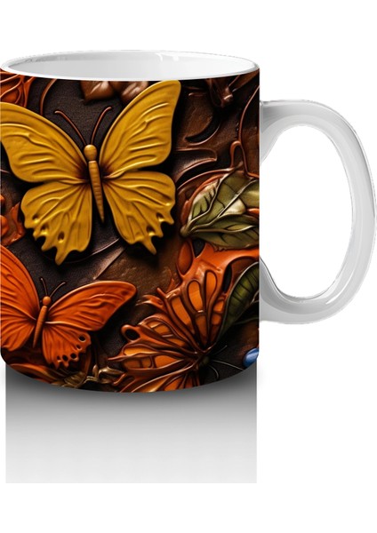 Turuncu Kelebekler Kolaj Deseni – Baskılı Kupa fırsatları