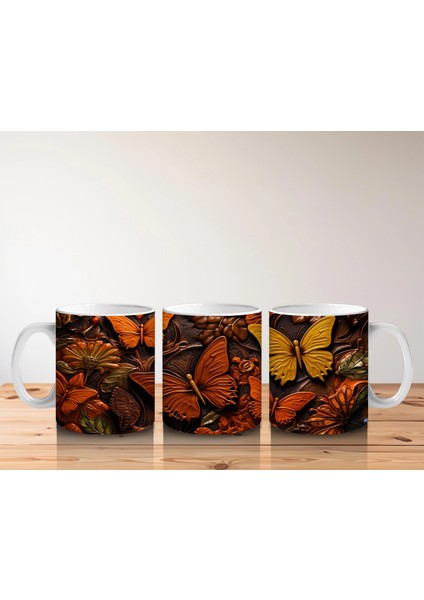 Turuncu Kelebekler Kolaj Deseni – Baskılı Kupa indirimleri