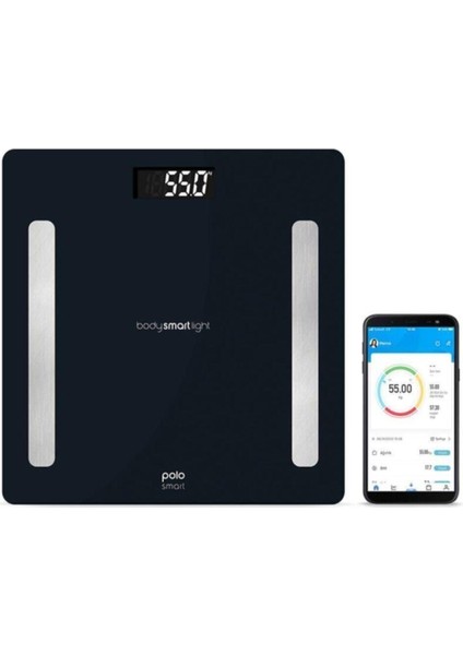 Akıllı Bluetooth Tartı Baskül, Yağ Ölçer, Sağlıklı ve Kolay Kullanım Siyah