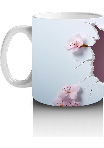 Kiraz Çiçekleri Arasında Neşeli Beyaz Yavru Köpek – Baskılı Kupa fiyatları