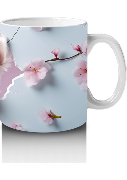 Kiraz Çiçekleri Arasında Neşeli Beyaz Yavru Köpek – Baskılı Kupa fırsatları