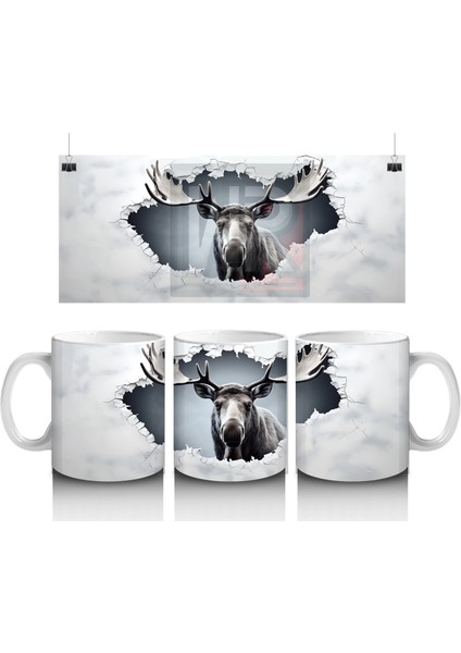 Bulutların Üzerinde Geyik Figürü – Baskılı Kupa