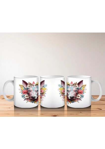 Renkli Çiçeklerle Süslenmiş Köpek Portresi – Baskılı indirimleri