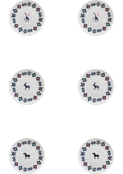 Porselen Hitit Pasta Tabağı Takımı 21CM 6 Parça TVL6PSTPRS1234