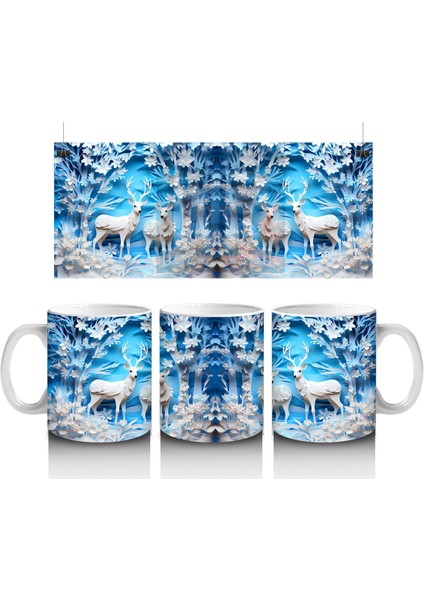 Buz Geyikleri Kristal Arka Planla – Baskılı Kupa