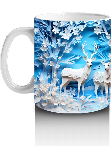 Buz Geyikleri Kristal Arka Planla – Baskılı Kupa fiyatları