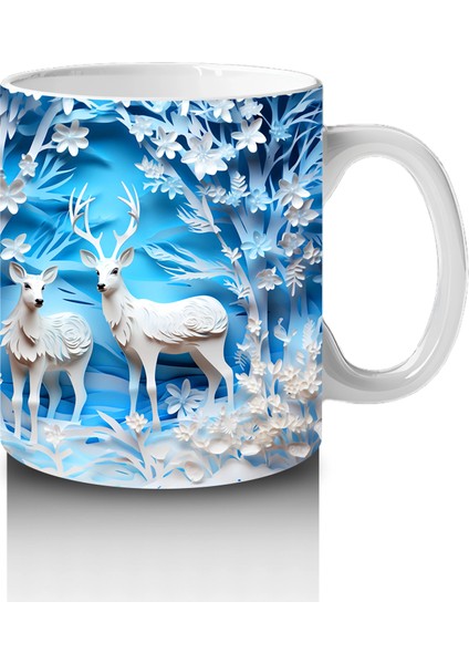 Buz Geyikleri Kristal Arka Planla – Baskılı Kupa fırsatları