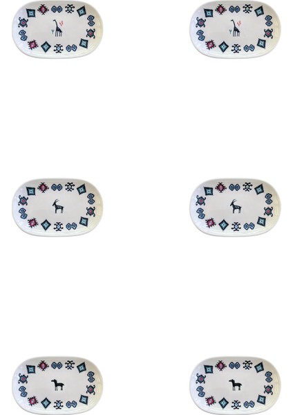 Porselen Hitit Oval Kayık Tabak Takımı 20X13CM 6 Parça TVL6OKYPRS1229