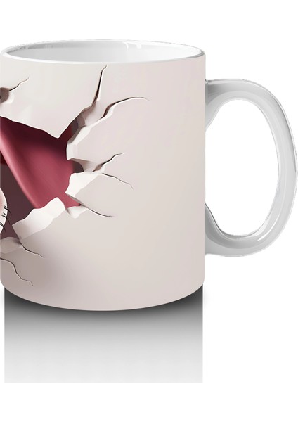 Pembe Kalplerle Çevrili Gülümseyen Karikatür Köpek - Baskılı Kahve Kupası fırsatları