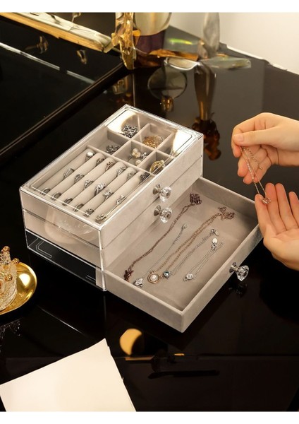 Şık Gri Çekmeceli Takı Düzenleyici, Düzenli ve Kullanışlı Tasarım