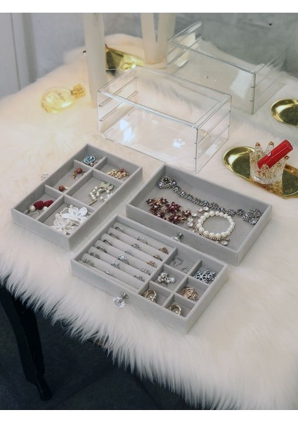 Şık Gri Çekmeceli Takı Düzenleyici, Düzenli ve Kullanışlı Tasarım modelleri