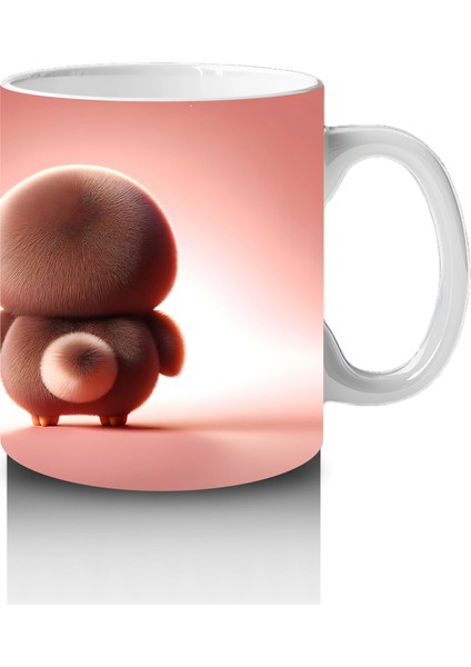 Kalpli Figür Tutan Sevimli Penguen (Ön ve Arka Görünüm) - Baskılı Kahve Kupası fırsatları