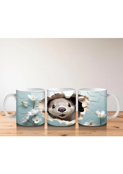 Beyaz Çiçekler Önünde Şirin Su Samuru – Baskılı Kahve Kupası indirimleri