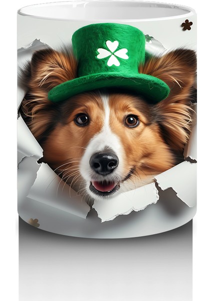 Çatlak Duvar Arasında Şapkalı Şanslı Köpek – Baskılı Kahve Kupası modelleri