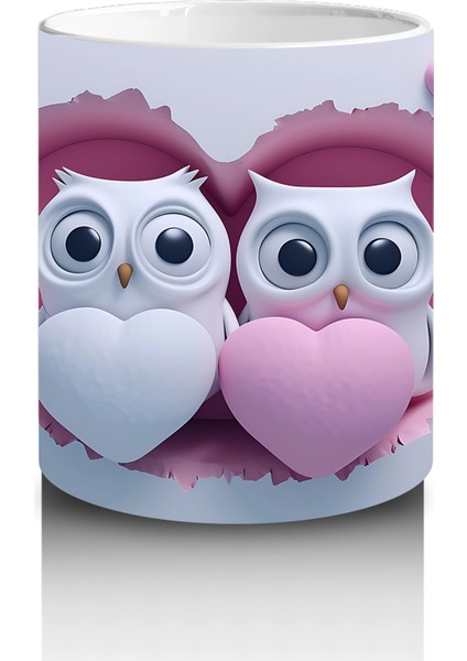 Aşık Baykuşlar Kalpli Kompozisyon – Baskılı Kahve Kupası modelleri