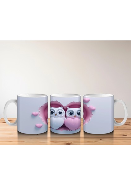 Aşık Baykuşlar Kalpli Kompozisyon – Baskılı Kahve Kupası indirimleri