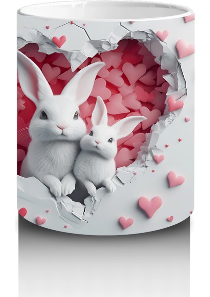 Kalpli Figür Oluşturan Pembe Kelebek ve Kalpler - Baskılı Kahve Kupası modelleri