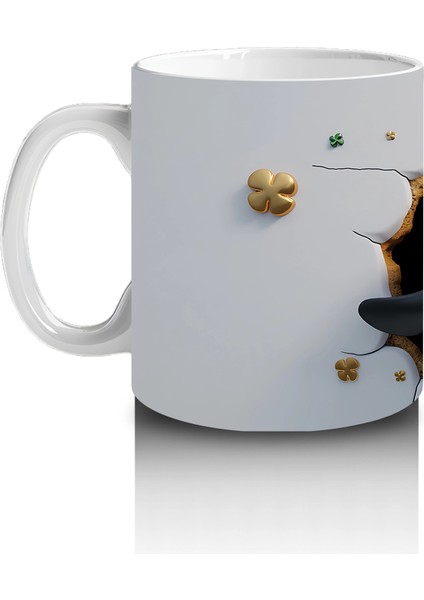 Leprechaun Şapkası Takan Neşeli Penguen Karakteri - Baskılı Kahve Kupası fiyatları