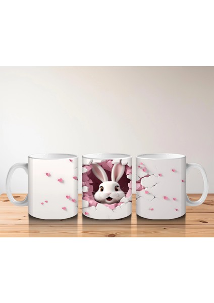 Kalp Yapraklı Ağaç Önünde Tatlı Tavşan – Baskılı Kahve Kupası indirimleri