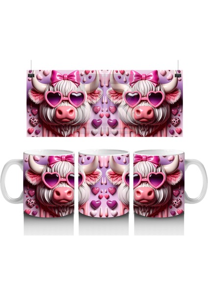 Kalpli Gözlük Takmış Sevimli Domuzcuklar – Baskılı Kahve Kupası