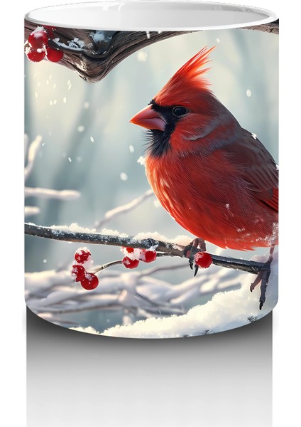Karla Kaplı Dallarda Kırmızı Kardinal – Baskılı Kupa modelleri