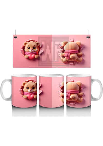 Sevimli Kalpli Karakterler Yan Yana – Baskılı Kahve Kupası
