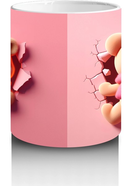 Sevimli Kalpli Karakterler Yan Yana – Baskılı Kahve Kupası modelleri