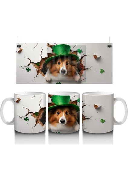 Şapkalı Köpek ve Bahar Yaprakları – Baskılı Kahve Kupası