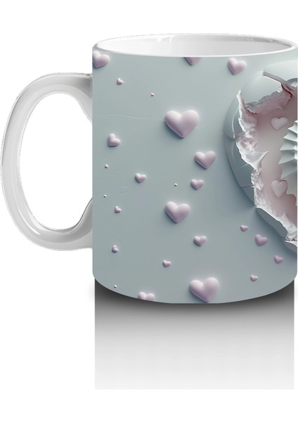 Kalp Şeklindeki Oyukta Ikili Denizatı Kabartma Deseni - Baskılı Kahve Kupası fiyatları