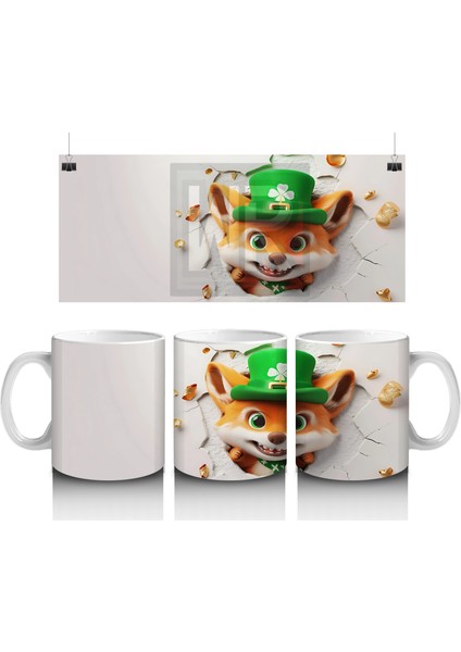 St. Patrick Şapkalı Oyuncu Tilki – Baskılı Kahve Kupası