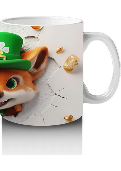 St. Patrick Şapkalı Oyuncu Tilki – Baskılı Kahve Kupası fırsatları