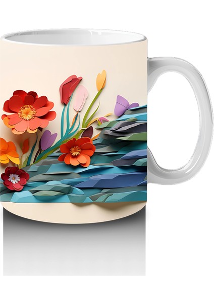 Turuncu Çiçekler Üzerinde Uçan Yusufçuk – Baskılı Kahve Kupası fırsatları