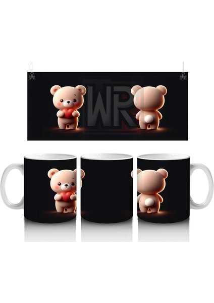 Pembe Kalpli Ayıcık ve Kız – Baskılı Kahve Kupası