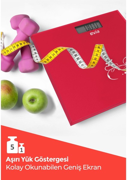 Kırmızı Dijital Tartı, 180KG Kapasiteli, Dayanıklı Temper Cam, Şık ve Güvenilir fiyatları