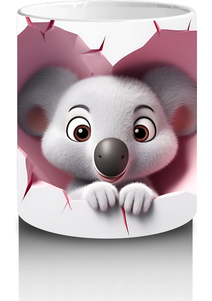 Duvarı Delen Tatlı Koala Figürü – Baskılı Kahve Kupası modelleri