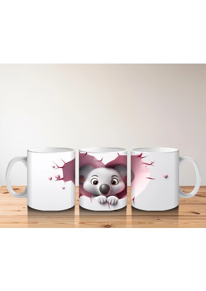 Duvarı Delen Tatlı Koala Figürü – Baskılı Kahve Kupası indirimleri
