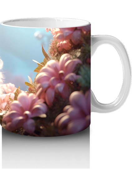 Çiçek Bahçesi Arasında Parlayan Kedi – Baskılı Kahve Kupası fırsatları