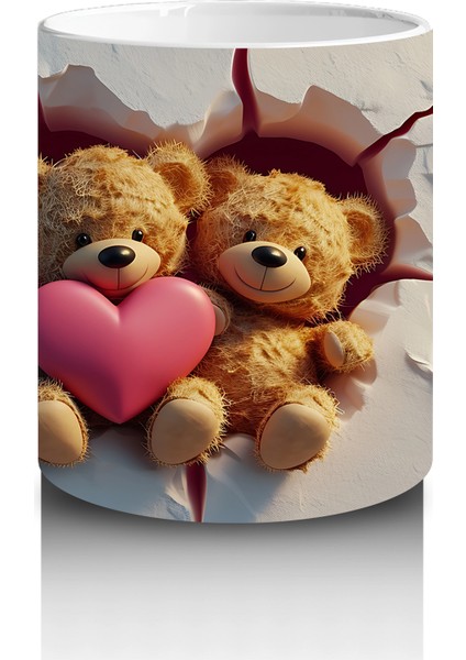 Kalpli Fon Üzerinde Sevimli Ayıcıklar – Baskılı Kahve Kupası modelleri