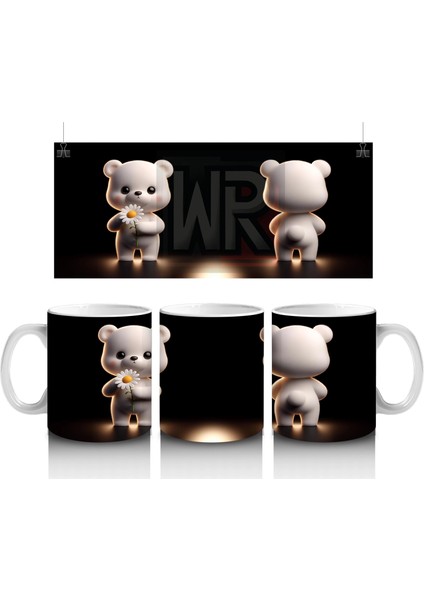 Romantik Işıklar Altında Ayıcık Çifti – Baskılı Kahve Kupası