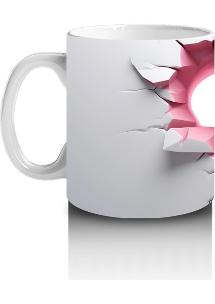 Kalp Şeklindeki Çatlak Zeminden Bakan Beyaz Geyik - Baskılı Kahve Kupası fiyatları