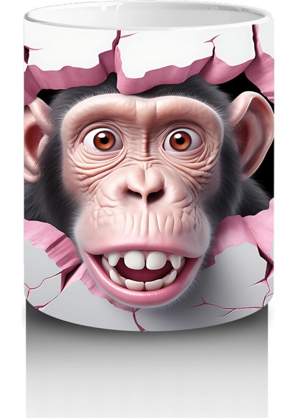 Kalpli Duvar Arasında Neşeli Şempanze – Baskılı Kahve Kupası modelleri