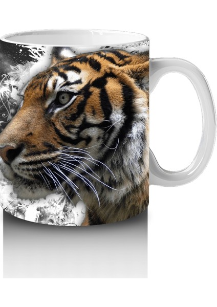 Siyah Zemin Üzerinde Kaplan Portresi – Baskılı Kahve Kupası fırsatları