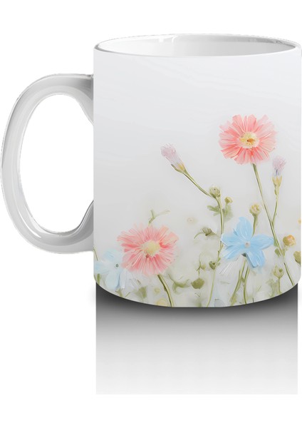 Çiçekli Zemin Üzerinde Gözlüklü Sevimli Kedi – Baskılı Kahve Kupası fiyatları