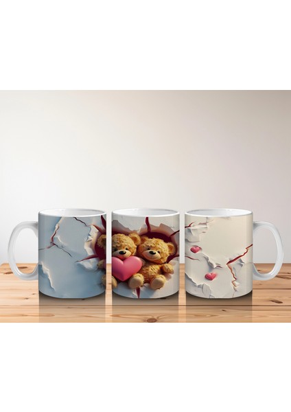 Kalpli Fon Üzerinde Sevimli Ayıcıklar – Baskılı Kahve Kupası indirimleri